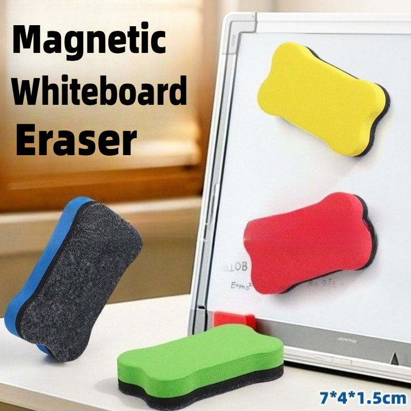 

3pcs Magnetic Dry Erase Erasers White Board Erasers Drywipe Marker Cleaner School Office Supplies