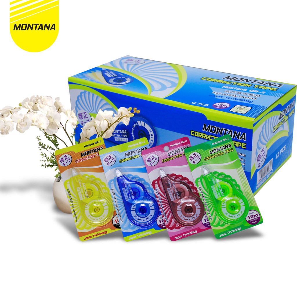 

MONTANA Correction Tape Pita Koreksi 0.3mm 12 Pcs Tip Ex Kertas OR-2