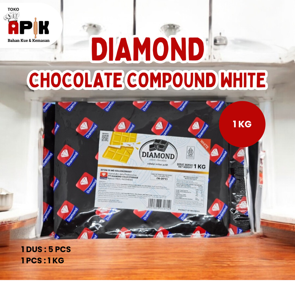 Diamond Coklat Compound 1kg / Dark Milk White Choco / Cokelat Blok Padat Batangan