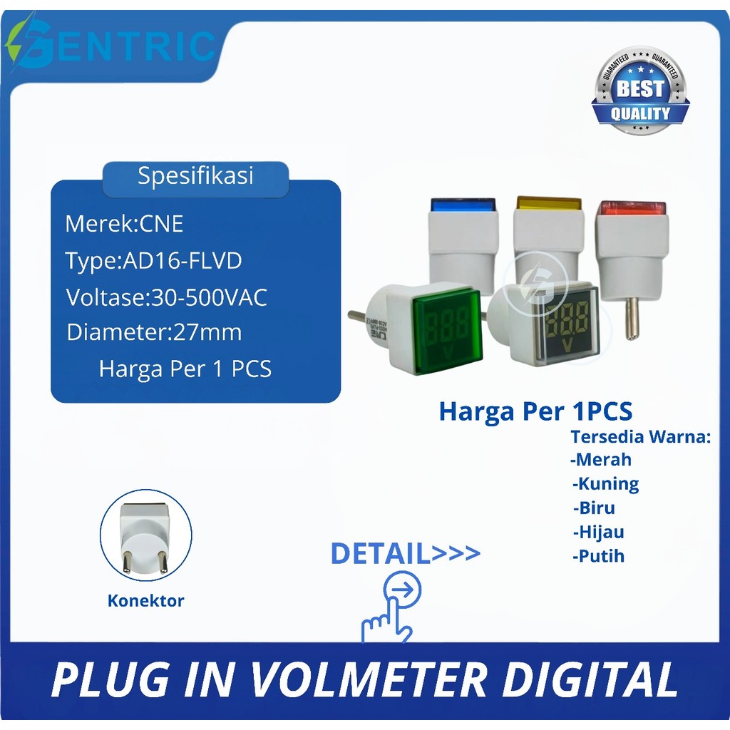 Volt Meter Digital Plug In / Colokan AD16-22FLVD With Indicator Lamp LED Kotak