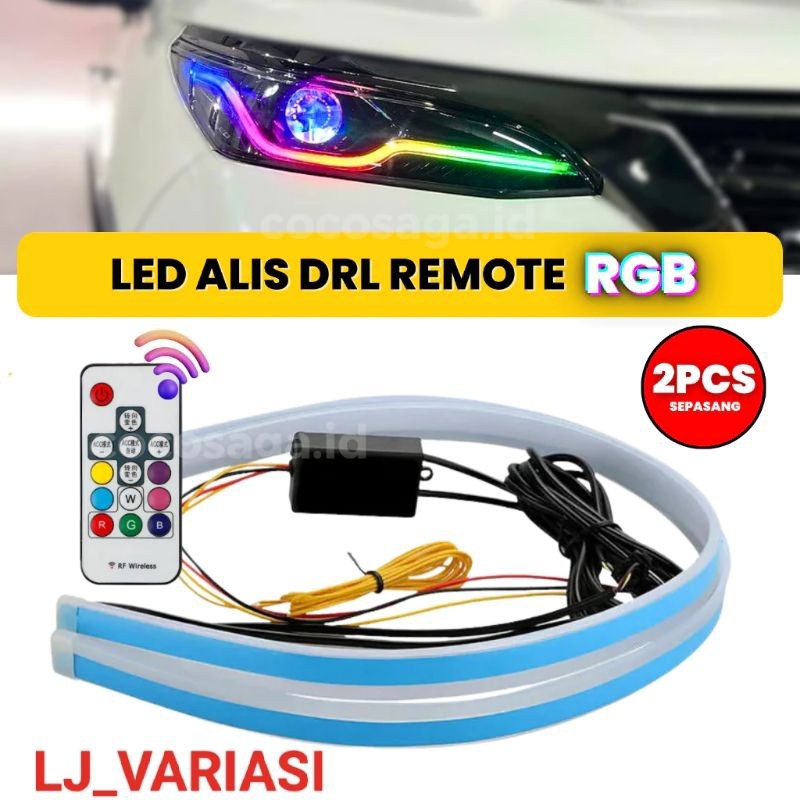 Lampu Led Alis Rgb Remot 12V Mobil & Motor Led Drl Alis running Sepasang