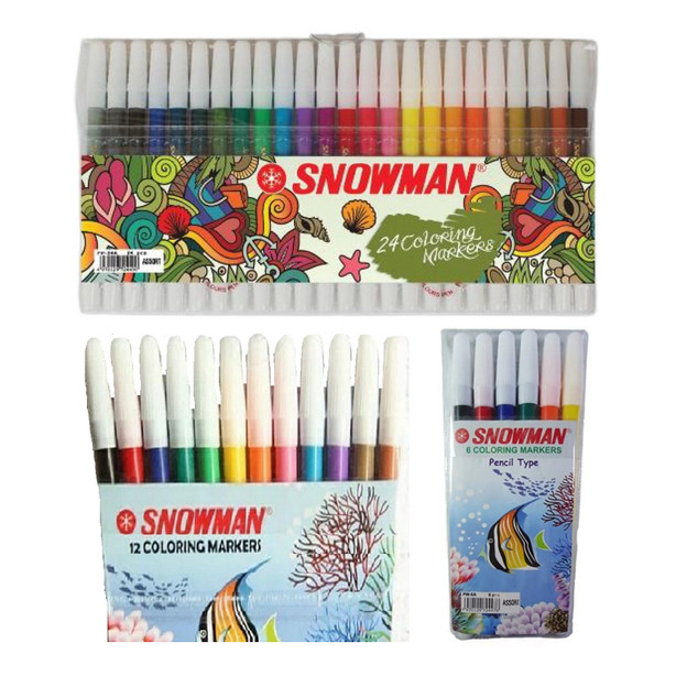 SPIDOL SNOWMAN SET 6, 12, & 24 / ORIGINAL TERMURAH AWET BEST SELLER SEPIDOL WARNA WARNI MARKER ALAT 
