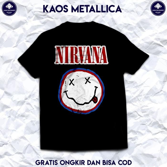 (COD) Kaos Baju Pria dan Wanita. Kaos Musik Band Rock Nirvana Smile Original - S