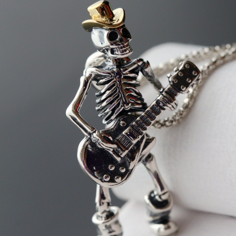 Guitar Skull Rack Pendant Kalung Pria