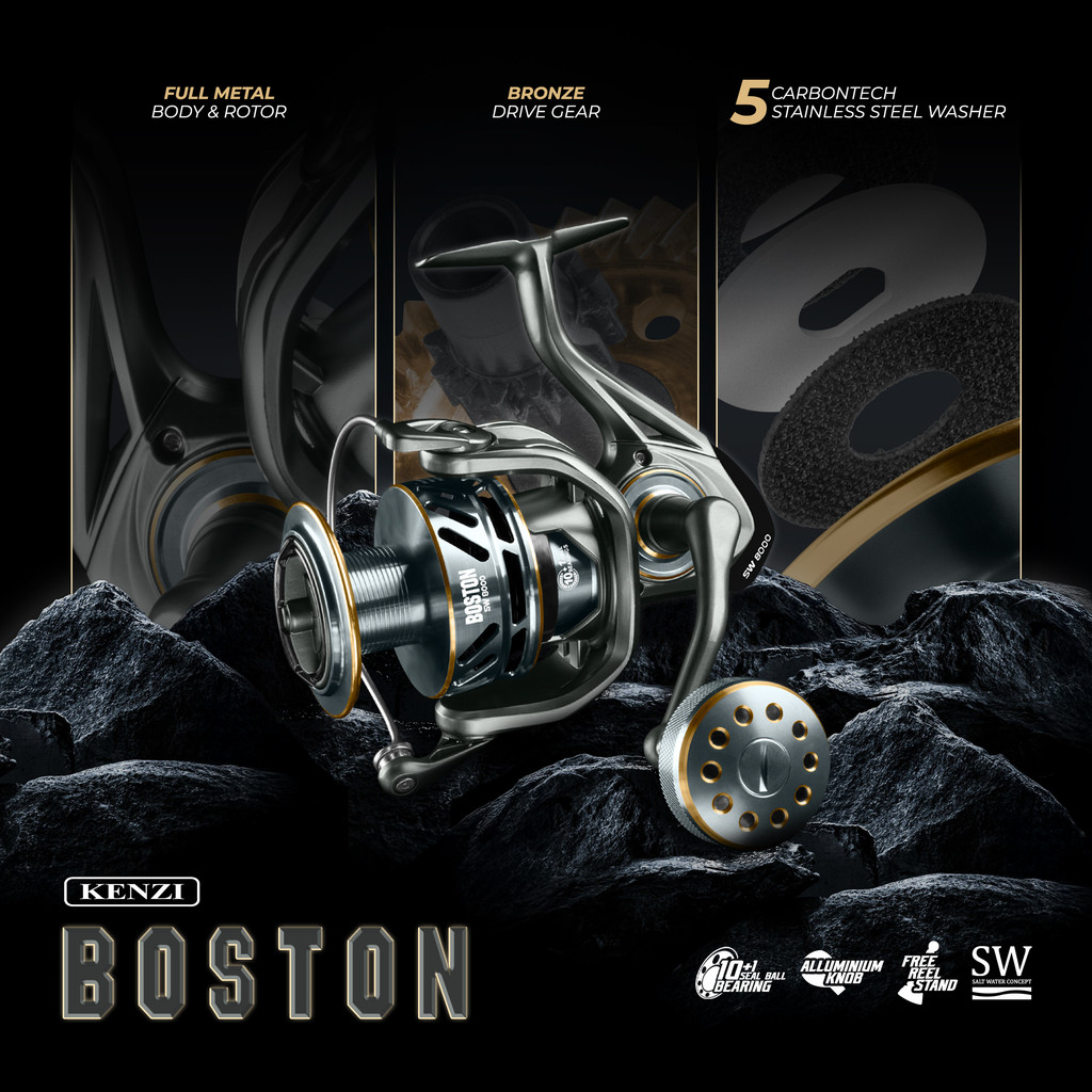 KENZI BOSTON SW 8000 Full Metal Saltwater 10+1 bearings Power Drag 30Kg Spinning Premium - Reel Panc