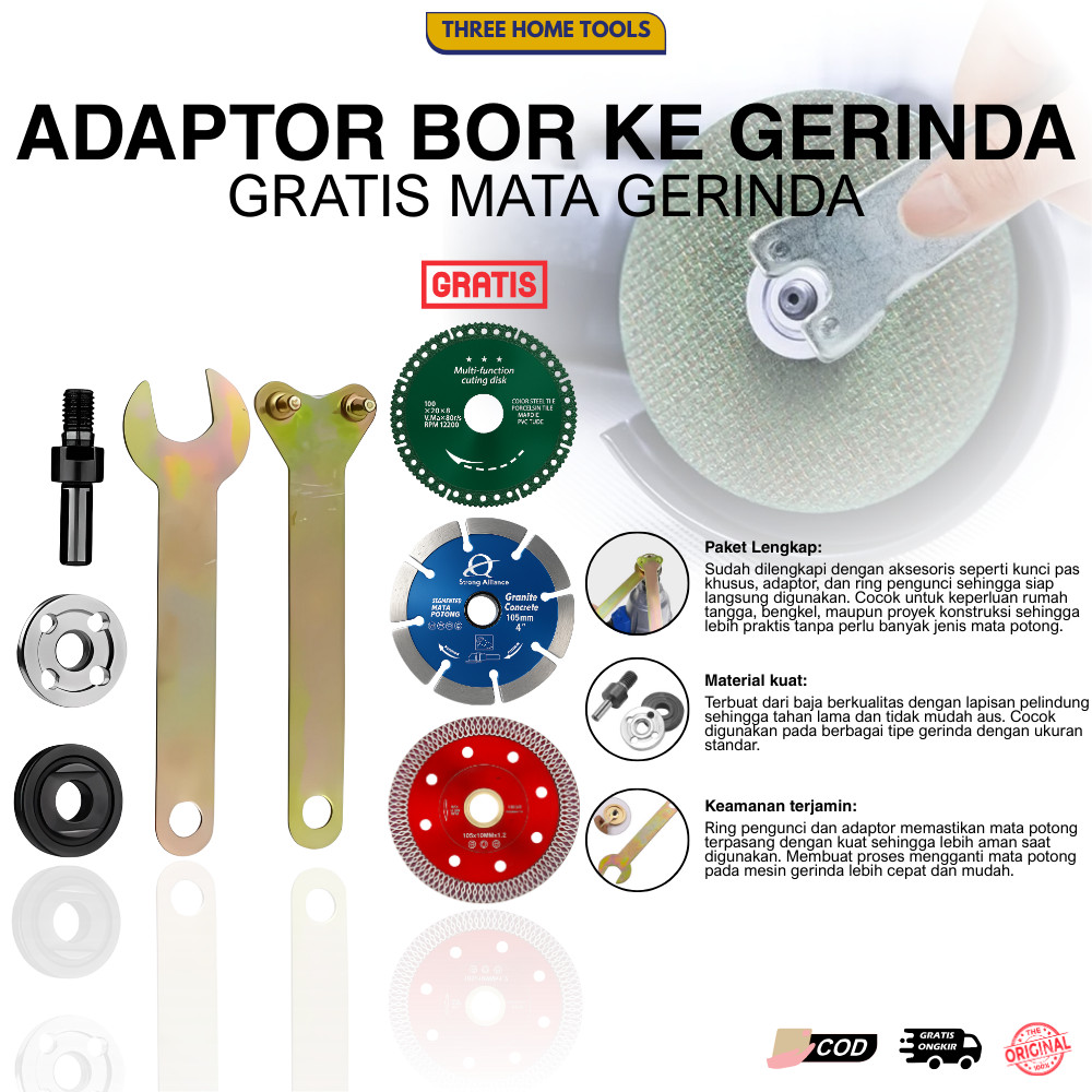 Paket PROMO - Arbor Adaptor Bor Ke Gerinda Arbor Set Mata Potong Ubah Bor Jadi Mesin Potong Gerinda