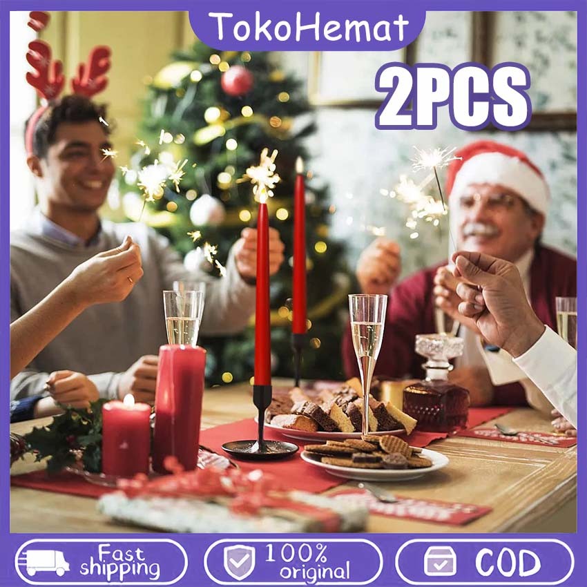 2PCS Lampu Lilin Led Panjang Lampu Lilin Elektrik Lilin Led Baterai Lampu Candle Led