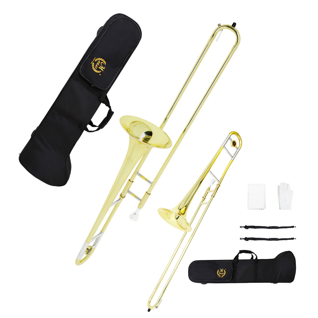 MBAT Alto Trombone Bb Tone B flat Trombone Brass Body Gold Trombone Set With Cleaning Cloth Case Bra