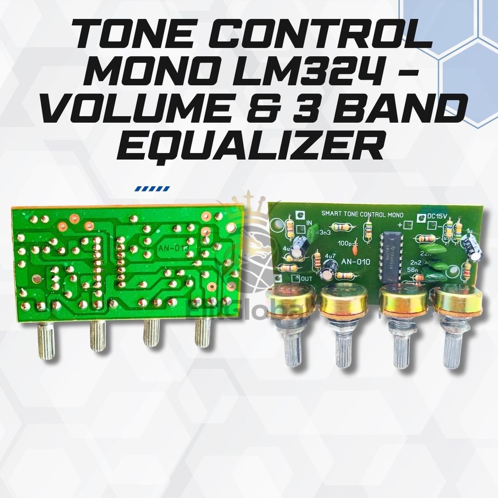 KIT Mono Tone Control LM324 – Volume, Treble, Middle, Bass