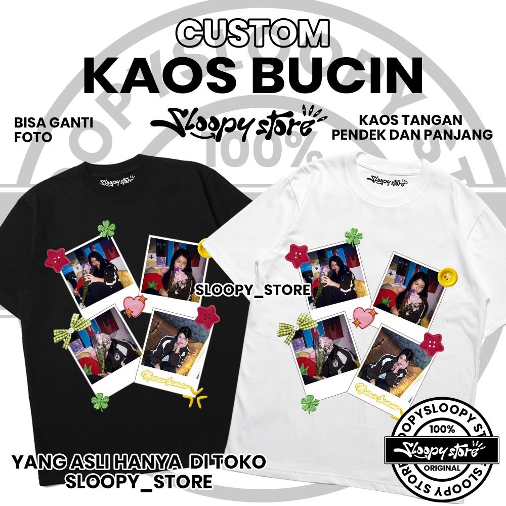 Custom Kaos Sablon Foto dan nama  Kolase Foto Pacar Custom Bucin Lengan Pendek