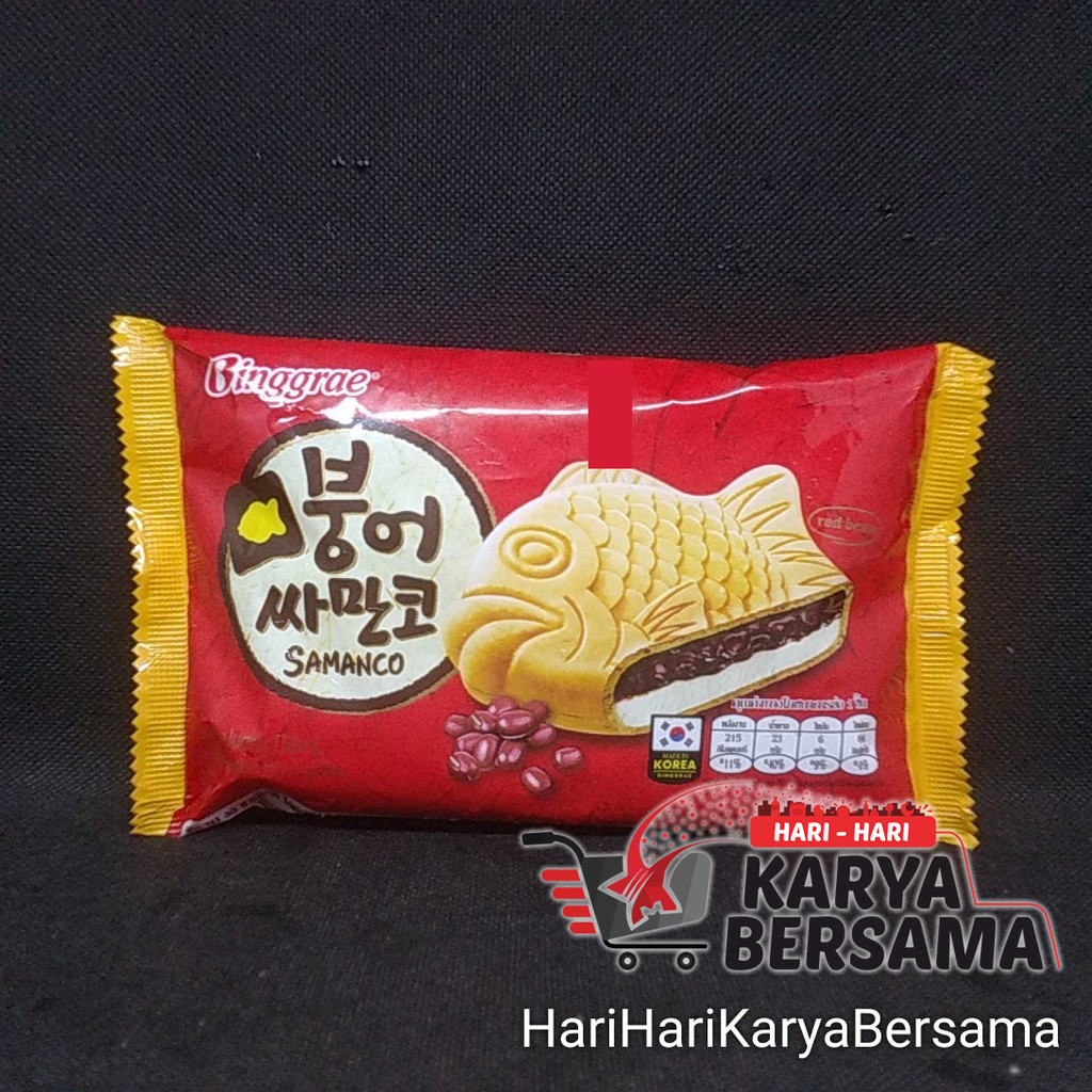 MAKANAN RINGAN ES KRIM BINGGRAE SAMANCO ICE CREAM RASA SUSU SANDWICH KACANG MERAH 150ML