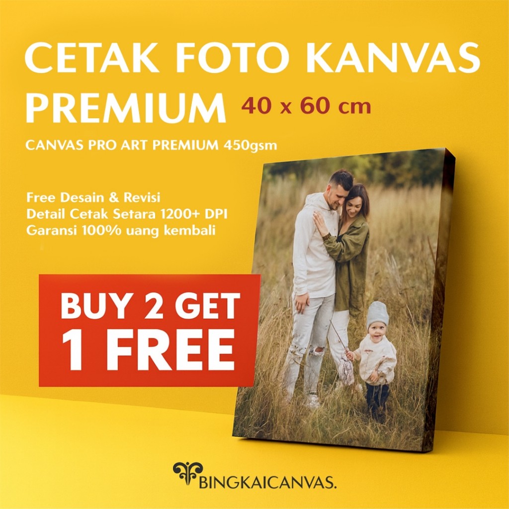 Cetak Foto Kanvas 40x60cm 16R/Canvas Photo Print + Spanram