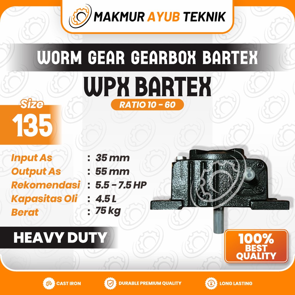 MAT | BARTEX Gearbox WPX Size 135 Ratio 10-60 Worm Gear Speed Reducer Gear Box