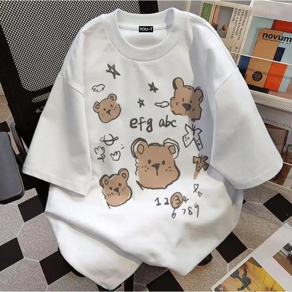 [COD] BASIQUE-EFG BEAR/Baju oversize Unisex/Kaos atasan wanita korea style/Baju Kaos Distro Pria/Ata
