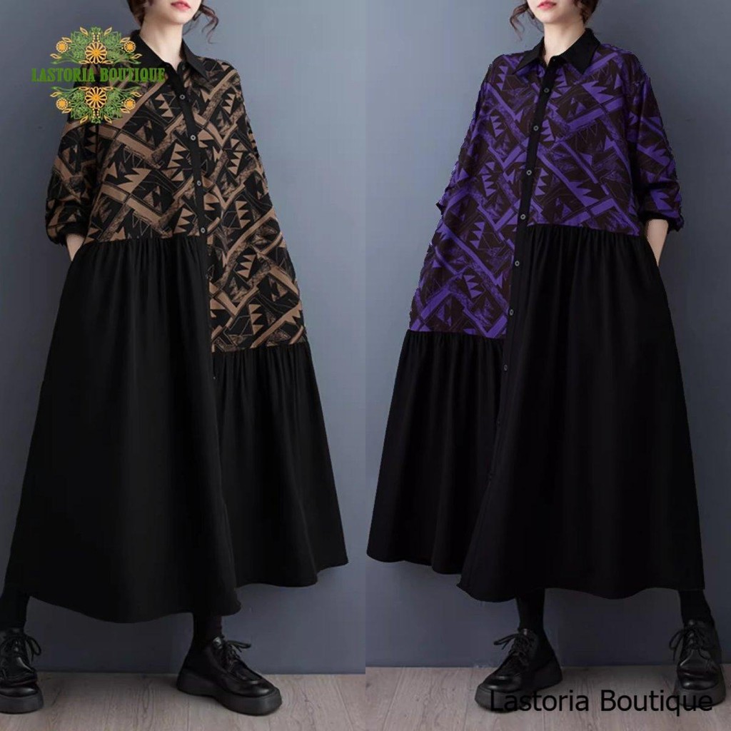 LC1195 Polyester Premium Dress Fashion Korea Terbaru Lastoria Boutique