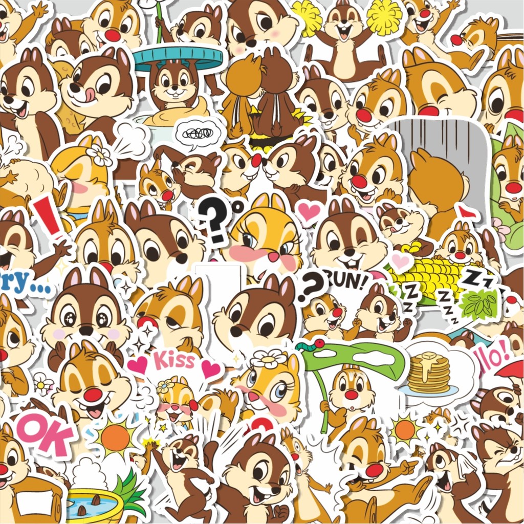 Stiker Cutting Pack Chip n Dale Rescue Rangers Isi 100Pcs Series Aesthetic Lucu Keren Untuk Koper Ba