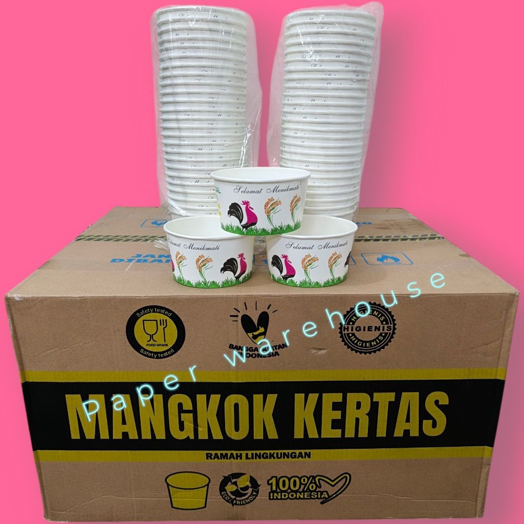1 DUS ISI 20 PACK PAK Paper Bowl Ayam 650ML [KARTON] / Paper Bowl Motif 650ML/KARTON