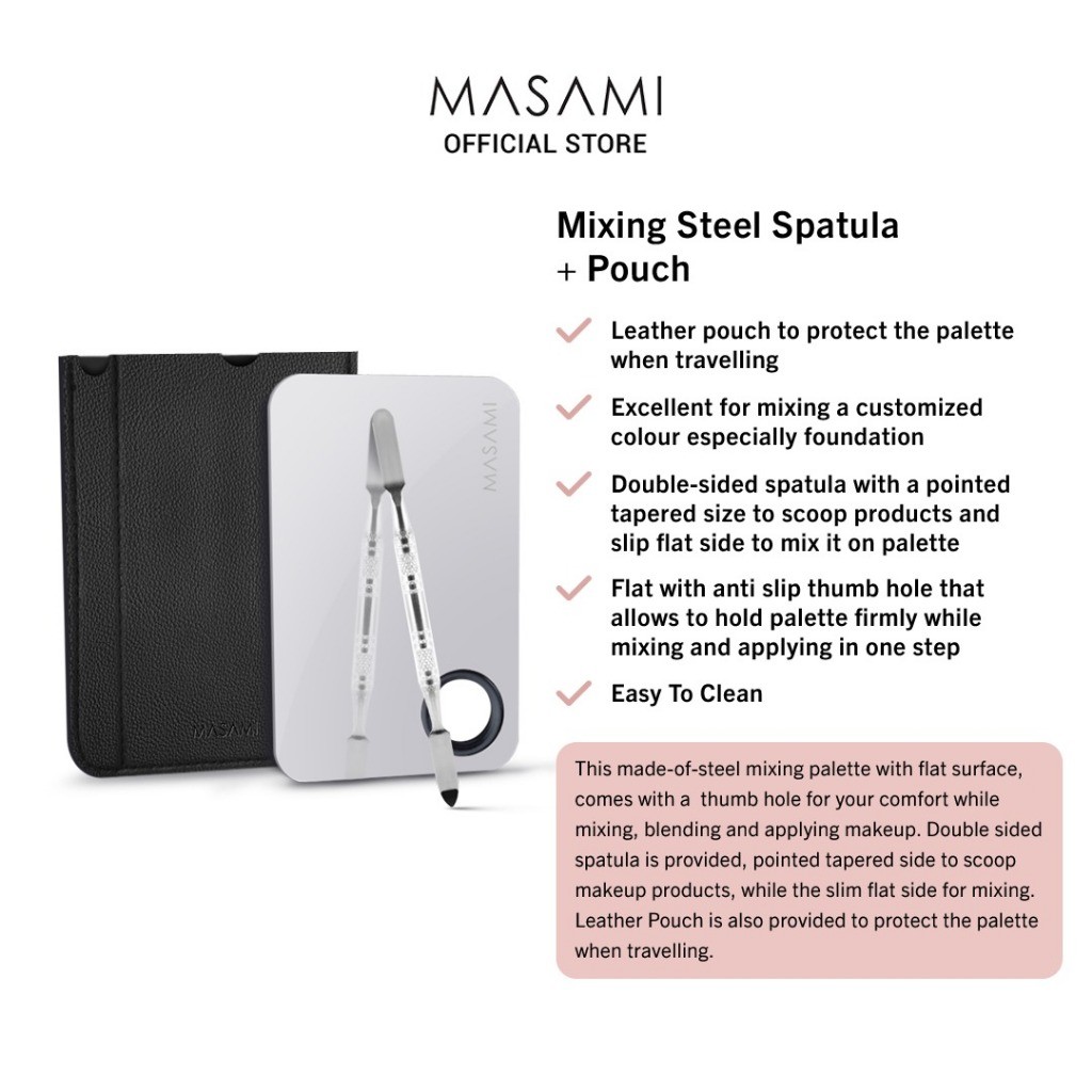 Masami Mixing Steel Palette, Spatula + Pouch Mixing Palette / Palette Foundation