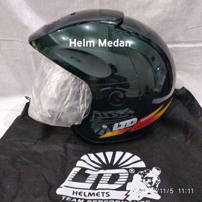 NEW PRODUK Helm LTD Sport Original - Hijau Lumut, kaca putih TERLARIS