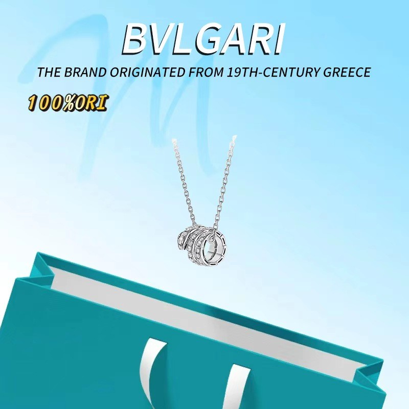 [100% Оriginal]BVLGARI SERPENTI VIPER series Logo pendant, 18K gold necklace set with diamonds, silv