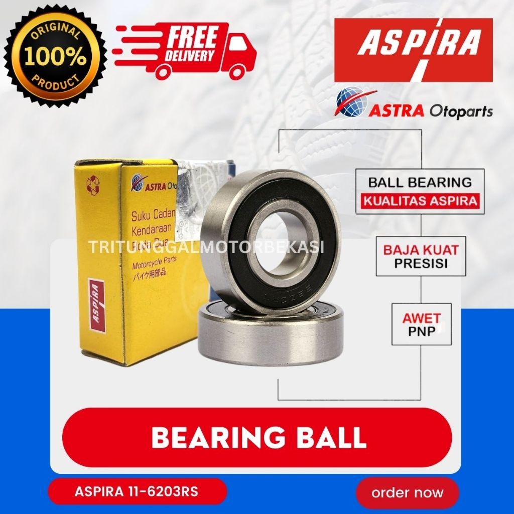 COD Gratis Ongkir[READY COD] BEARING MOTOR ASPIRA 6203RS/C3H UNTUK SEMUA TIPE MOTOR / 11-6203RS / 62