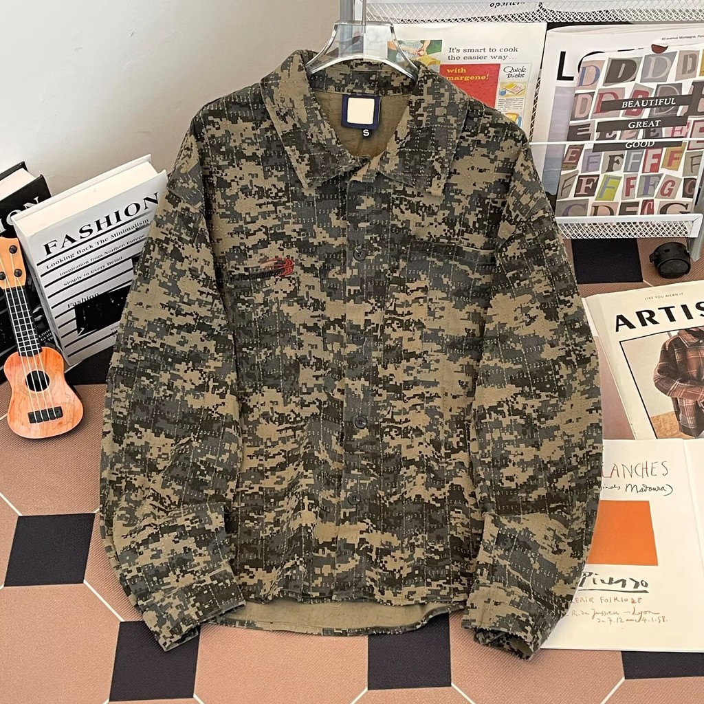 Jaket Kemeja Cetakan Macan Tutul Vintage Maillard