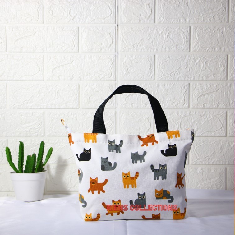 HANDBAG KANVAS TAS KANVAS KECIL MOTIF KUCING TAS JOGJA SOUVENIR JOGJA