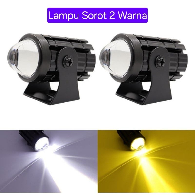 Lampu Tembak Laser Motor Mobil 2 Warna Putih & Kuning / Lampu Sorot Led Terang / Lampu Motor Led / L