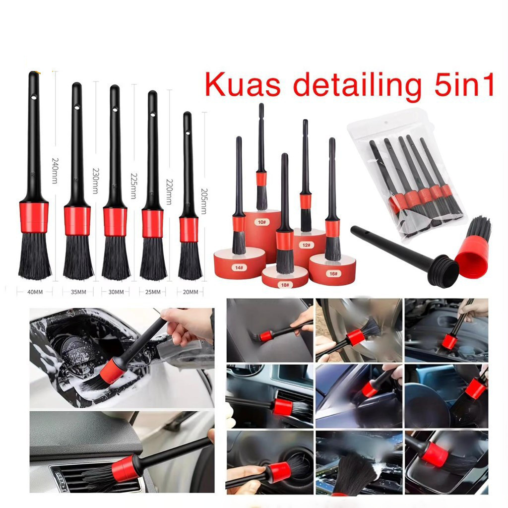 RESELLER PAKET 5PCS Kuas Detailing Set 5in1 Kuas Sikat Pembersih Sela Interior Mobil Detailing Brush
