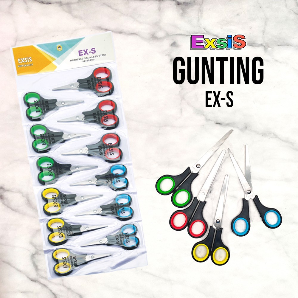 12pcs Gunting / 1 renteng Gunting HITAM / Gunting EX-S EX-M EX-L Exsis