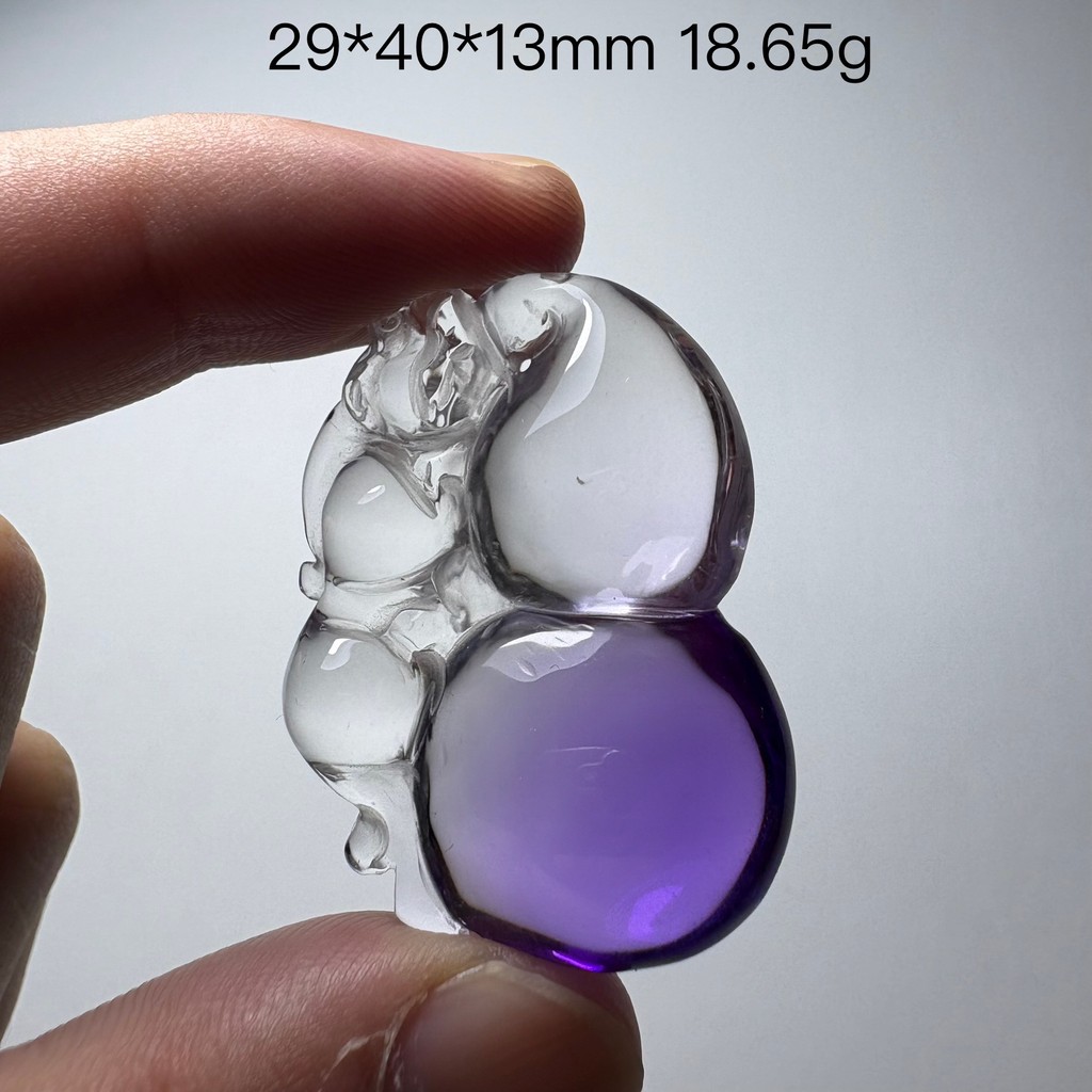Pure natural crystal gourd Buddha cicada flower backtone raw stone pendant
