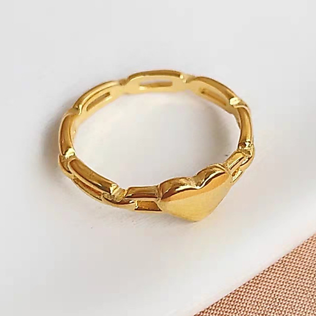 C92 Cincin Titanium Premium Wanita Lapis Emas 18 KGP