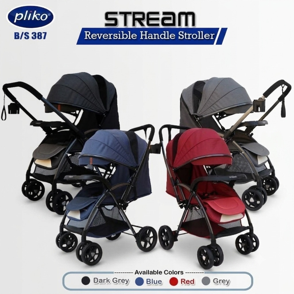 Stroller Bayi - Pliko Stroller Stream BS-387 | Stroller Reversible/Bisa Hadap Depan Belakang