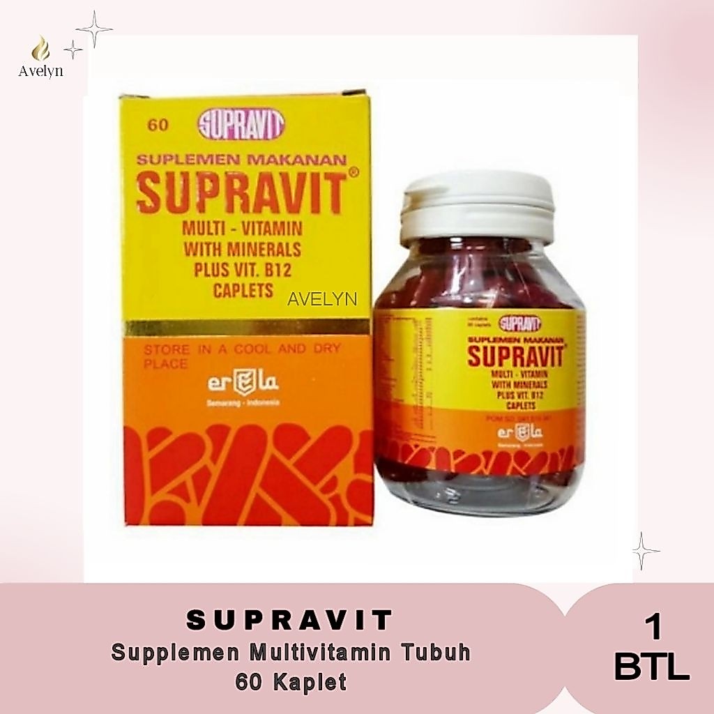 Supravit Erela Isi 60 Kaplet Multivitamin Manusia Dan Suplemen Ayam Aduan,Vitamin Ayam Laga Stamina 