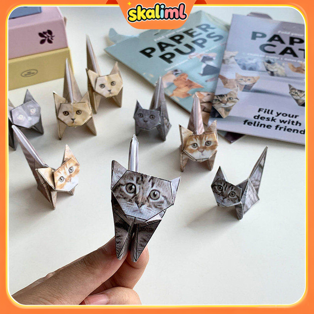 [50 Pcs]Mainan Origami/3d Foldable Paper Cat/Origami Hewan 3d/Kertas Lipat-Origami Motif 3d/Mainan E