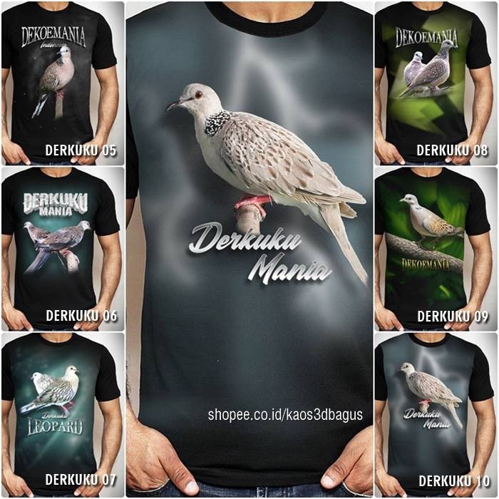 Baju KAOS DERKUKU | Kaos TEKUKUR | DEKOEMANIA | Pecinta Burung Anggungan TEKUKUR Mania Indonesia S-2
