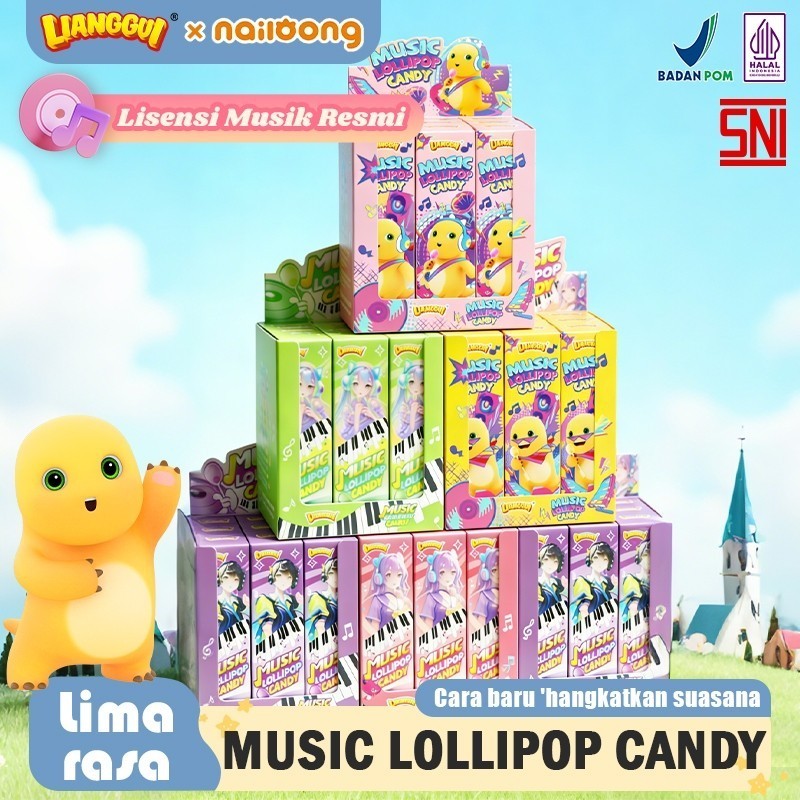 [ Bisa grosir ] Lianggui Permen Lolipop Musik HALAL, Camilan Makanan Manis Anak Beragam Varian Rasa,