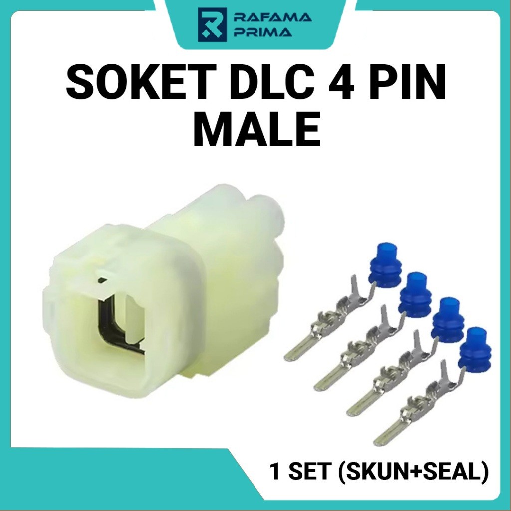Soket DLC 4 Pin Male Putih 1 Set / Soket DLC Honda & Kawasaki Waterproof