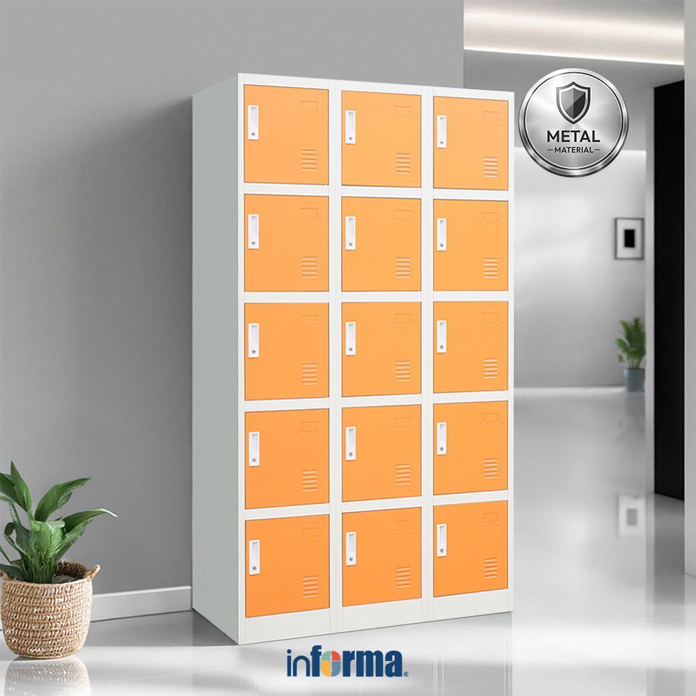 Informa Loker Metal 15 Pintu - Oranye Lemari Loker Kabinet Locker Storage Pintu Locker Cabinet