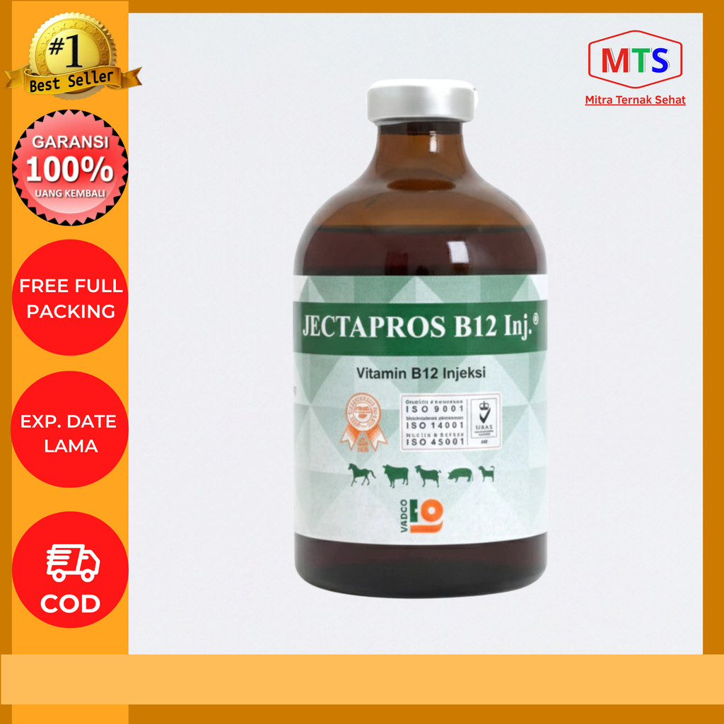 JECTAPROS B12 100 ML VADCO - Vitamin B12 Hewan Anti Anemia & Menambah Nafsu Makan Ternak - Seperti J