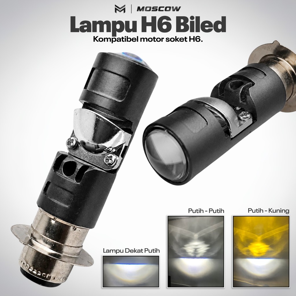 Lampu Motor LED H6 Biled Lens Projector Mini Universal Soket H6 Plug Play Cahaya Flat Cut LAMPU UTAM