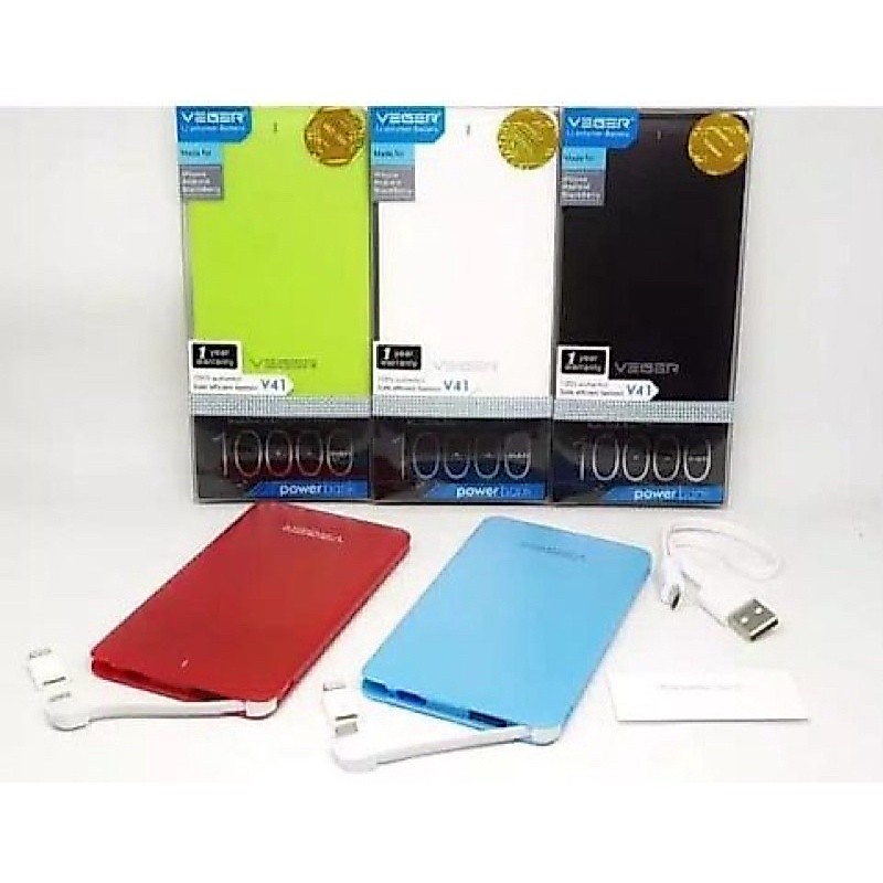 VEGER POWERBANK 10.000 MAH v41 Original garansi resmi 1tahun / PB veger slim 10000mah