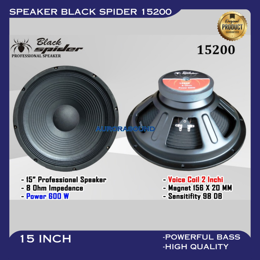 SPEAKER BLACK SPIDER 15200 15 INCH 15IN 15" KOMPONEN BLACKSPIDER ORIGINAL
