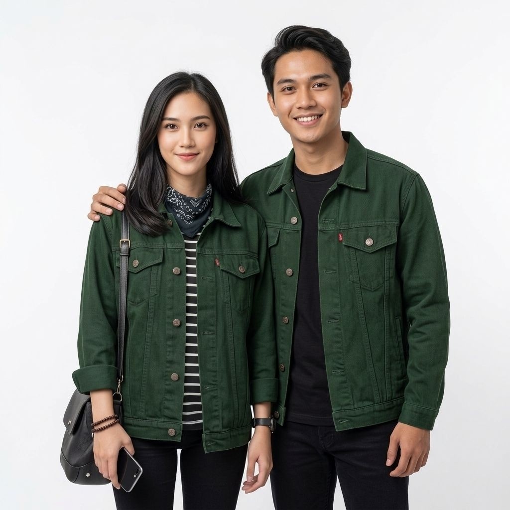 Jaket jeans denim pria wanita casual jaket couple pasangan