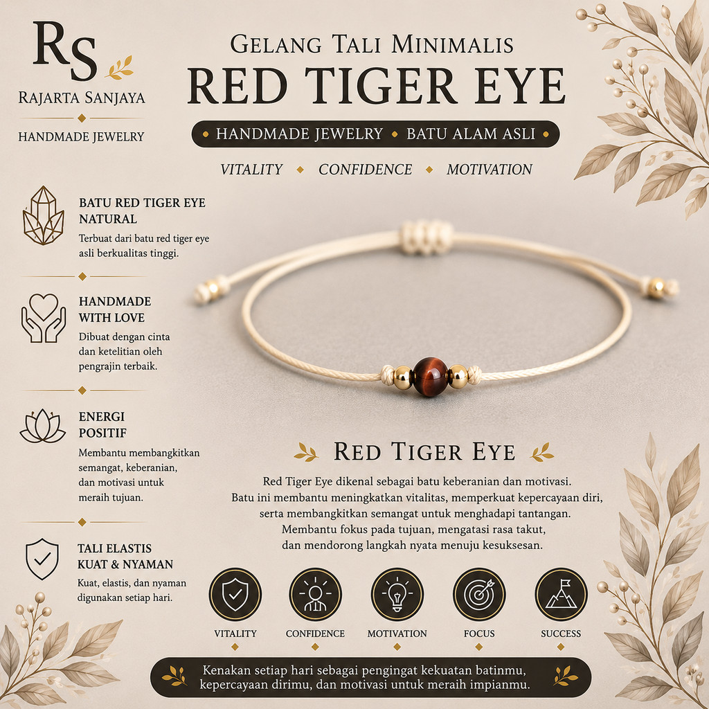 Gelang Red Tiger Eye: Kepercayaan Diri