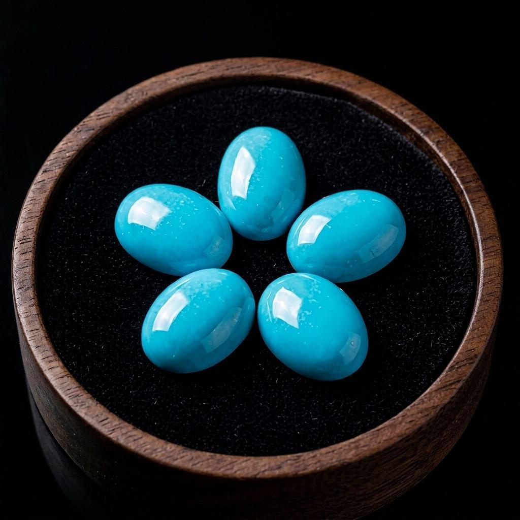 Batu Pirus Mesir Biru Polos Loose Stone Dimensi 18x13 mm