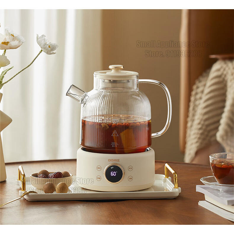 OIDIRE 1L Health Pot Glass Electric Kettle Household Smart Health Preserving Pot Flower Tea Soup Des