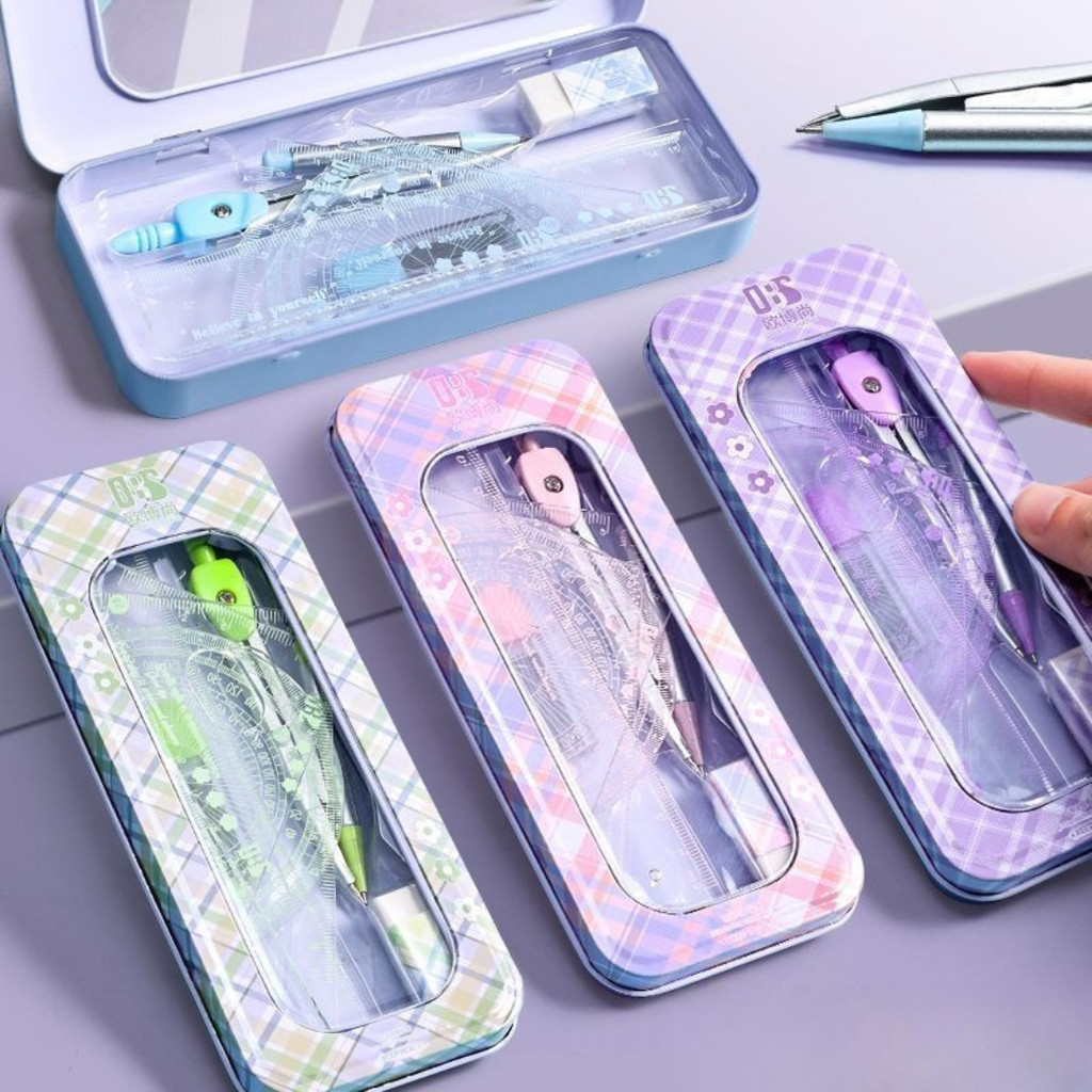 

TERFAVORITE 7IN1 MULTIFUNCTIONAL RULER SET WITH PROTRACTOR, COMPASS, STENCIL & CASE / PENGGARIS 7IN1 SERBAGUNA