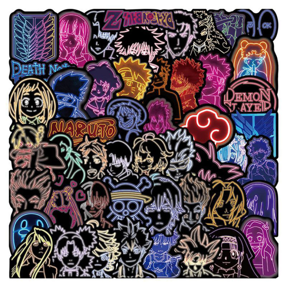 

10/30/50pcs Mixed Anime Neon Light Graffiti Stickers Jujutsu Kaisen Jujutsu Kaisen Cool Cartoon Decals Sticker for Phone Laptop