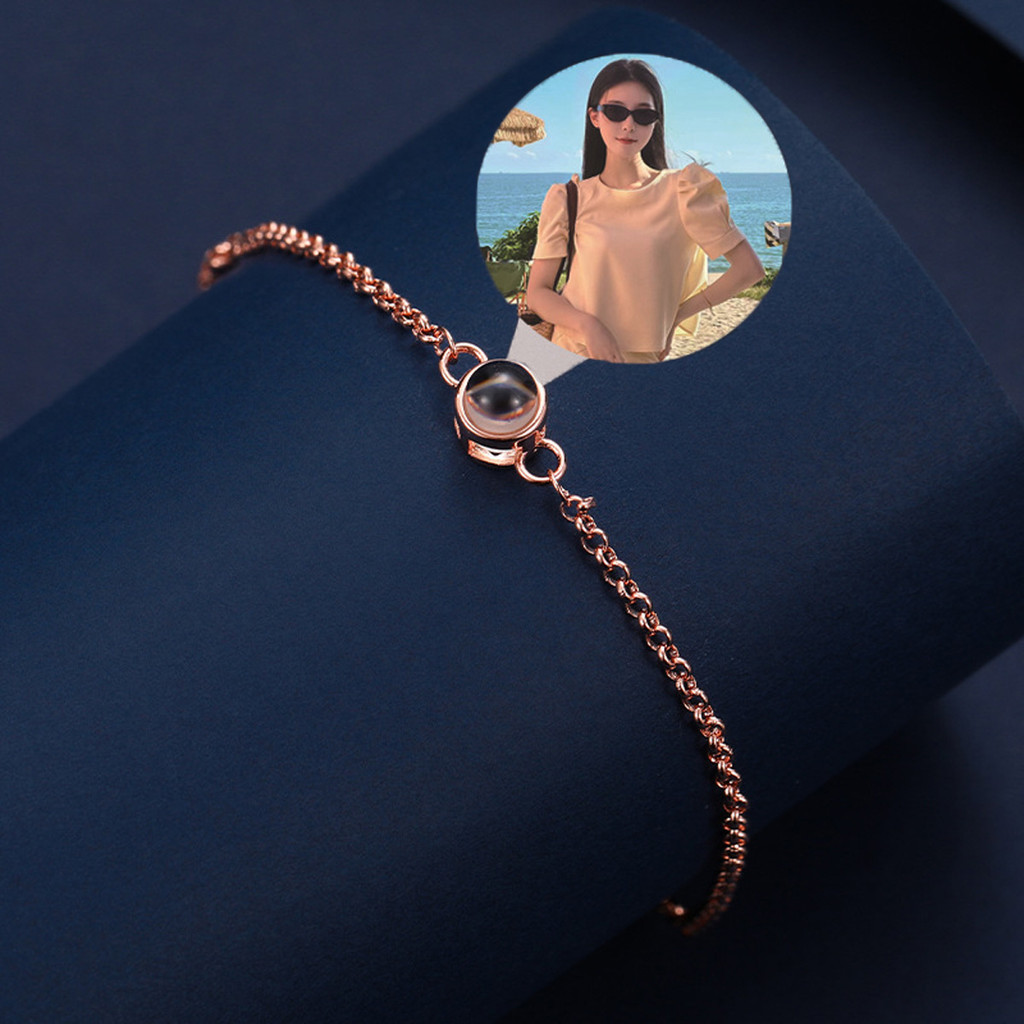ORINTHIA Gelang S925 Custom Proyeksi Foto Pria Wanita Hadiah Ulang Tahun Anniversary Kotak Hadiah Be